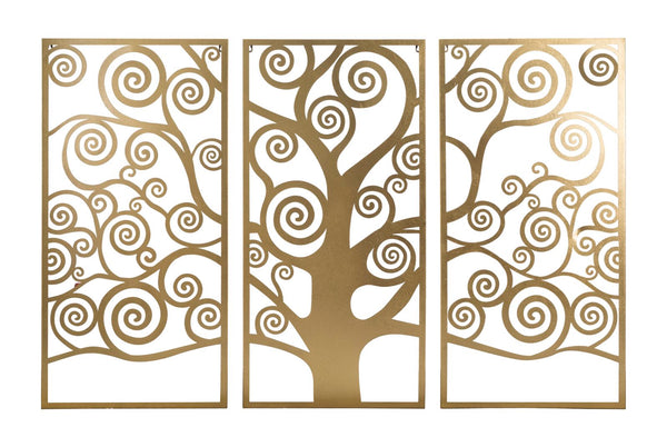 Gold Baum des Lebens Panel Set 3tlg. 165x2x110 cm in Gold Iron prezzo