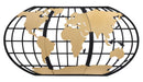 Pannello World Glam 133x3,5x70 cm in Ferro Nero e Oro-1