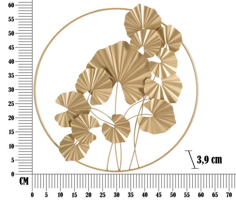 Pannello da Muro Round Leaf 59x3,9x62,75 cm in Ferro Oro-6