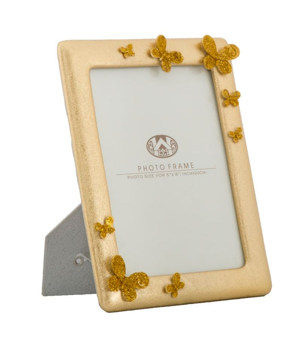 prezzo Glam Schmetterlingsrahmen 19,5x2,5x24,5 cm aus Polyresin und Goldglas