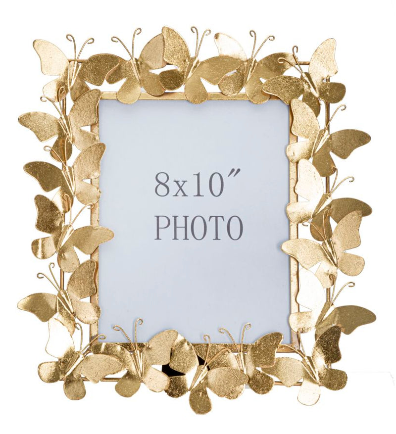 Cornice Butterfly Glam 35x15x38 cm in Ferro e Vetro Oro-2