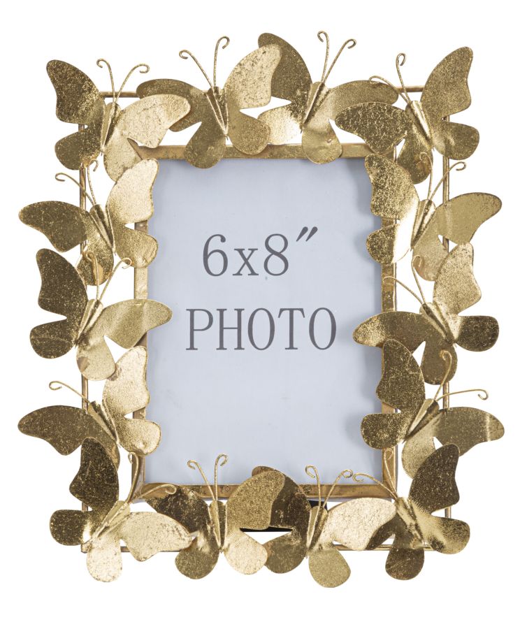 Cornice Butterfly Glam 28x11,5x30,5 cm in Ferro e Vetro Oro-2