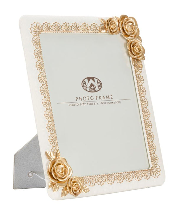 sconto Rose Twat Rahmen 26 x 2 x 31 cm aus cremefarbenem und goldenem Polyresin und Glas