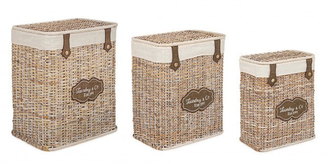 Set 3 Portabiancheria Provenzale Naturale in Rattan-1