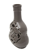 Vaso Carving Grigio 16,5x11x27 cm Porcellana Fango-3