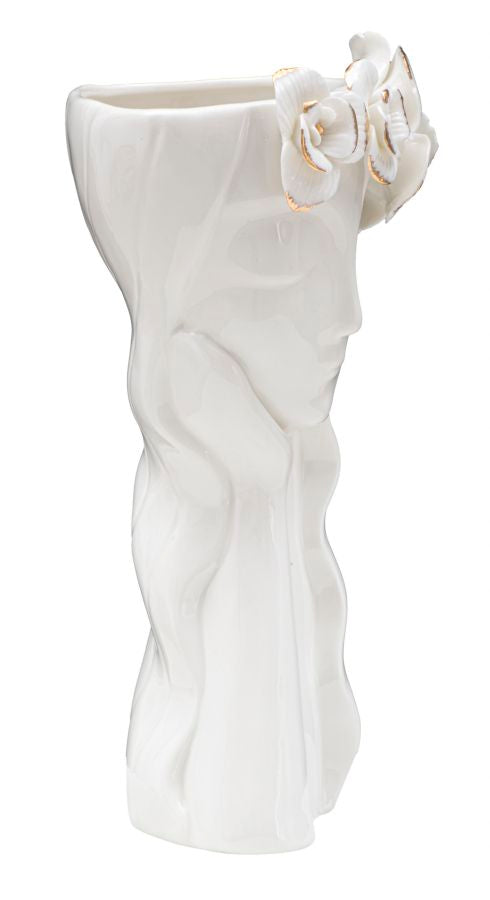 Vaso Woman Cute 14,8x13x29 cm Porcellana Bianco e Oro-2