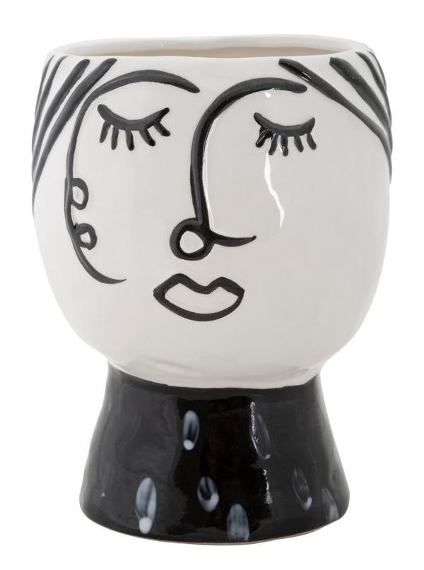 prezzo Pot Face Ø14x18,2 cm Vase aus schwarzem und weißem Porzellan