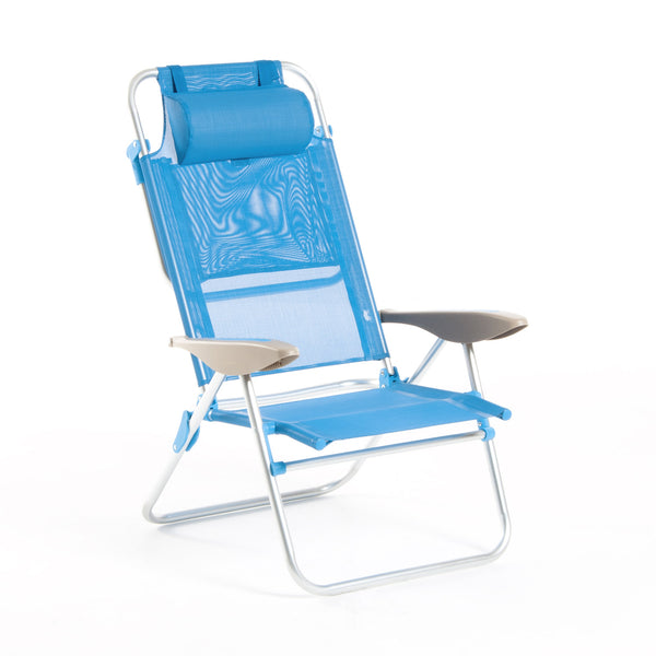 Sedia Sdraio con Braccioli Pieghevole 66x59x77 cm in Alluminio Malibù S Azzurro sconto