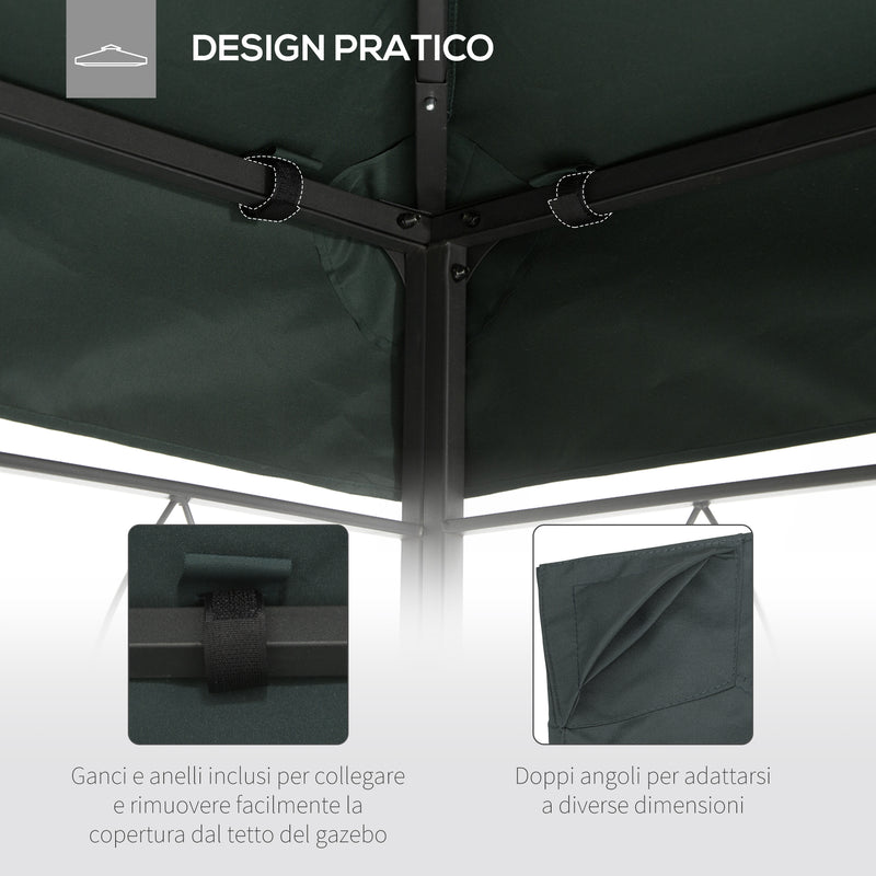 Copertura per Gazebo  a 2 Livelli  con Cinghie e 10 Fori di Drenaggio 4x3m in Poliestere Grigio Antracite-6