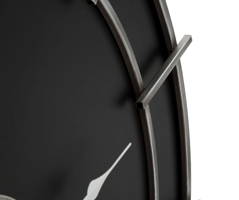 Orologio Argento Glam Ø60x4,5 cm in Ferro e MDF Argento e Nero-4