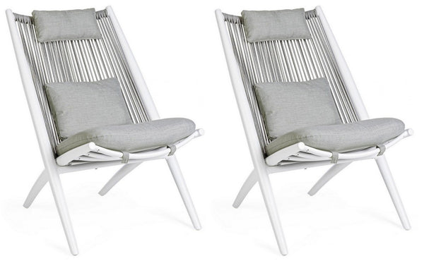 sconto Set 2 Poltrone 66x84x98h cm Lounge con Cuscini Aloha New Bianco