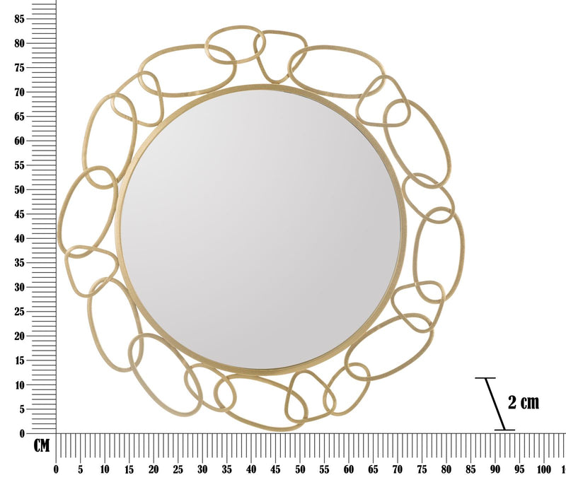 Specchio Chain Oro Ø84x2 cm in Ferro e MDF Oro-6