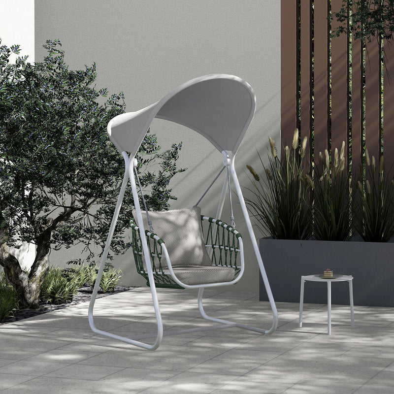 Dondolo da Giardino 1 Posto 116x164x48 cm con Tettuccio Parasole Noli Grigio-1