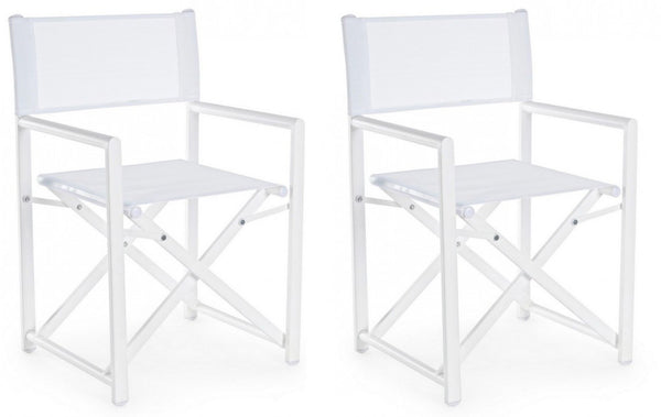 Set 2 Sedie Regista da Giardino 48x56x86h cm Taylor Bianco sconto