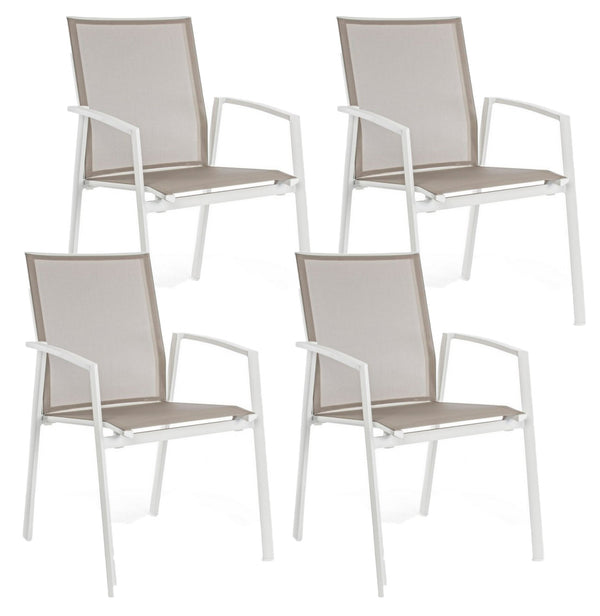 Set 4 Sedie da Giardino 57x57x87,5h cm con Braccioli Cruise Bianco prezzo