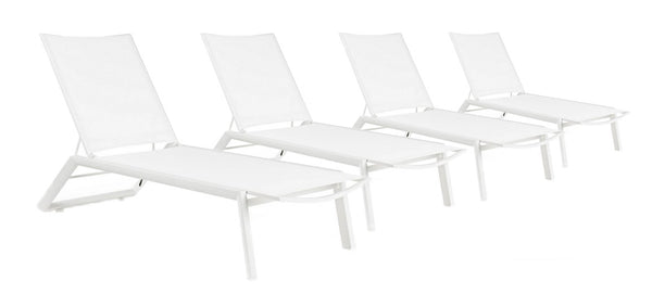 online Set 4 Lettini Prendisole da Giardino 67x194x95h cm Cruise con Ruote Bianco