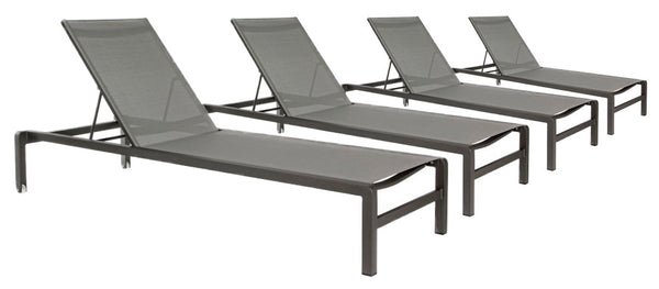 Set 4 Lettini Prendisole da Giardino 78x195x90h cm con Ruote Konnor Antracite prezzo