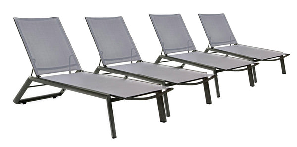 Set 4 Lettini Prendisole da Giardino 67x194x95h cm Cruise con Ruote Antracite sconto