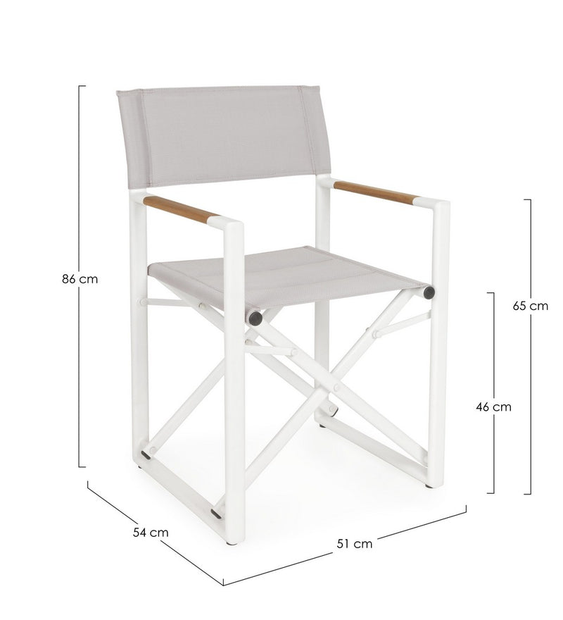 Set 2 Sedie Pieghevoli da Regista 51x54x86 cm in Alluminio Lagun Bianca-7