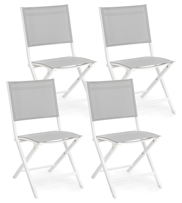 Set 4 Sedie Pieghevole da Giardino 47x57x88h cm Elin Bianco sconto