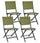 Set 4 Sedie Pieghevole da Giardino 47x57x88h cm Elin Antracite e Verde