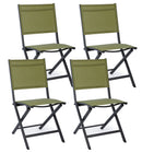 Set 4 Sedie Pieghevole da Giardino 47x57x88h cm Elin Antracite e Verde -1