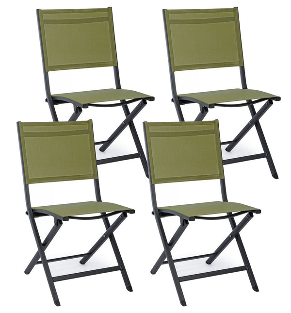 acquista Set 4 Sedie Pieghevole da Giardino 47x57x88h cm Elin Antracite e Verde