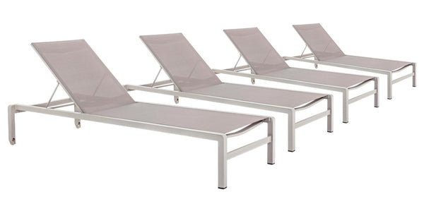 acquista Set 4 Lettini Prendisole da Giardino 78x195x90h cm con Ruote Konnor Rastin