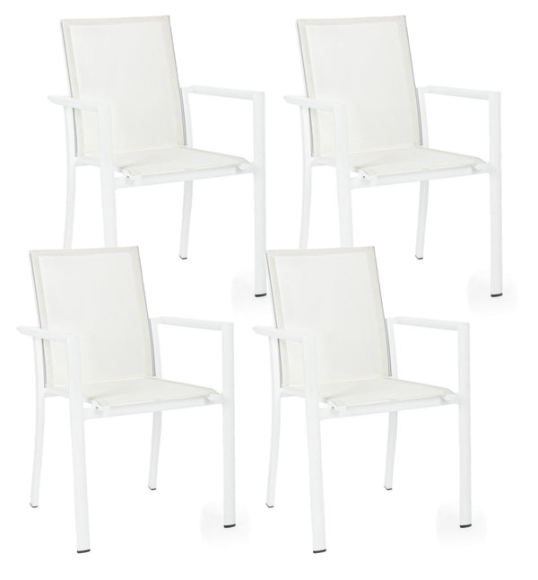 sconto Set 4 Sedie da Giardino 56,2x60x88h cm con Braccioli Konnor Bianco