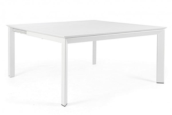 sconto Konnor Ausziehtisch 160 x 110/160 cm Weiß in Aluminium