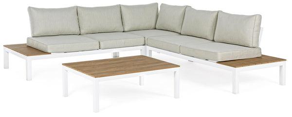 acquista Garden Lounge Set Modulares Sofa und Couchtisch aus weißem Aluminium