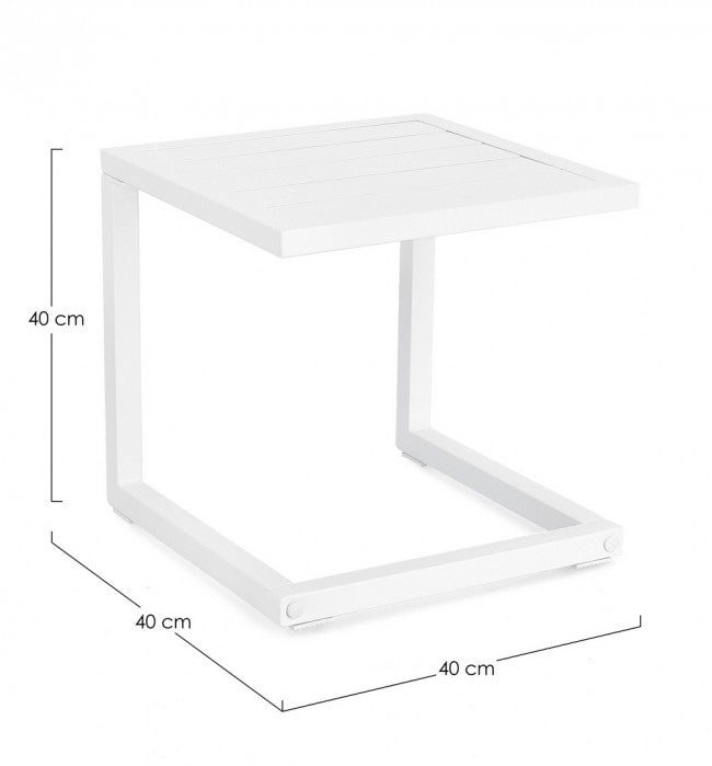 Tavolino Hilde 40x40 cm Bianco in Alluminio-2