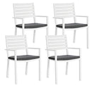 Set 4 Sedie da Giardino 55x56,5x86,5h cm con Braccioli e Cuscini Helina Bianco-1