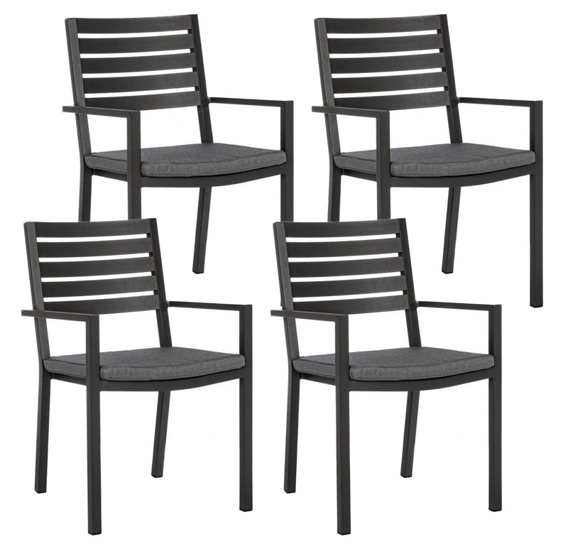 Set 4 Sedie da Giardino 55x56,5x86,5h cm con Braccioli e Cuscini Helina Antracite-1