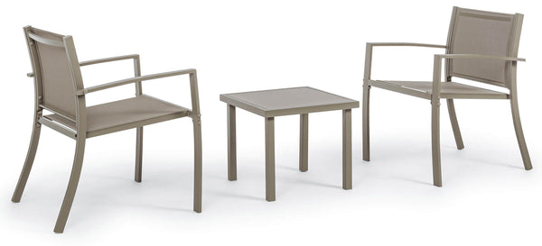 acquista Set aus Couchtisch und 2 Gartenstühlen aus Stahl und Tortora Textilene