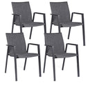 Set 4 Sedie da Giardino 55,5x60x83h cm con Braccioli Odeon Antracite Gr Scuro -1