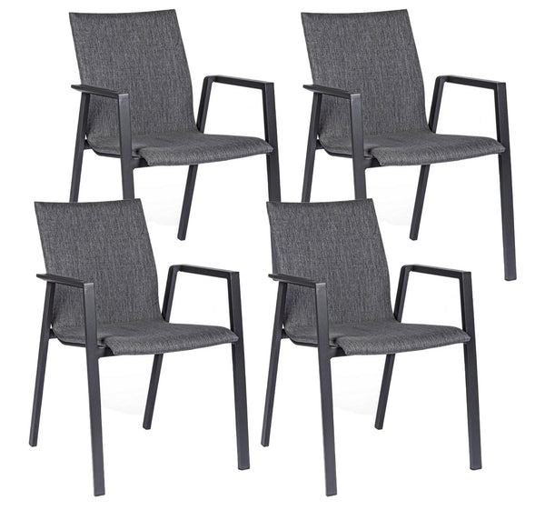 Set 4 Sedie da Giardino 55,5x60x83h cm con Braccioli Odeon Antracite Gr Scuro prezzo