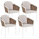 Set 4 Sedie 63x63x79,5h cm con Braccioli e Cuscini Maribela Bianco-1