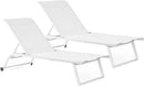 Set 2 Lettini Prendisole da Giardino 70x182x91,5h cm con Ruote Taylor Bianco -1