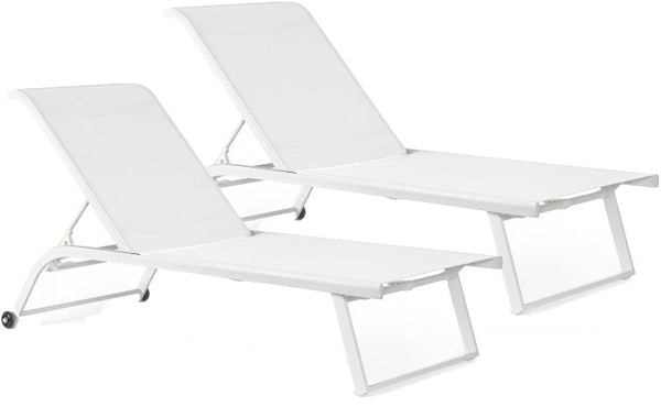 prezzo Set 2 Lettini Prendisole da Giardino 70x182x91,5h cm con Ruote Taylor Bianco