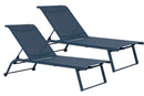 Set 2 Lettini Prendisole da Giardino 70x182x91,5h cm con Ruote Taylor Navy -1