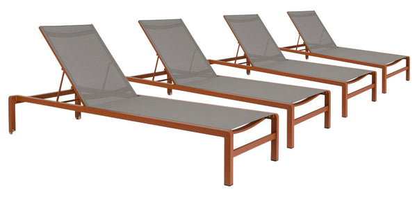 Set 4 Lettini Prendisole da Giardino 78x195x90h cm con Ruote Konnor Terracotta acquista