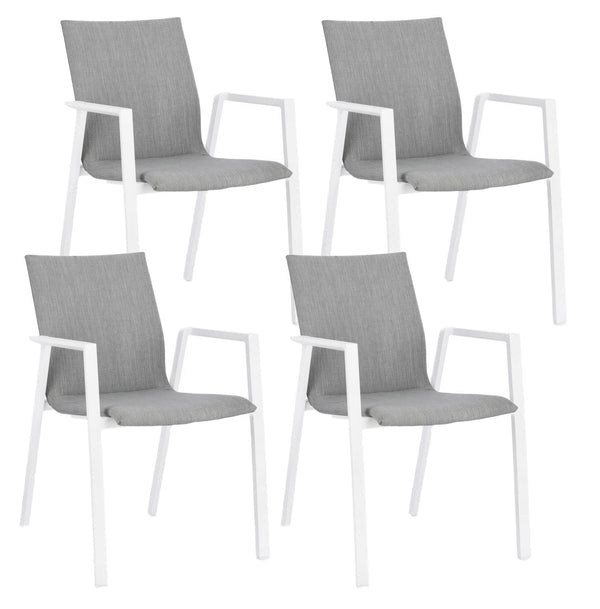 Set 4 Sedie da Giardino 55,5x60x83h cm con Braccioli Odeon Bianco Grigio sconto