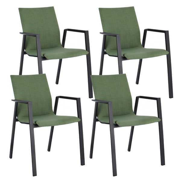 Set 4 Sedie da Giardino 55,5x60x83h cm con Braccioli Odeon Antracite Olive prezzo