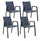 Set 4 Sedie da Giardino 55,5x60x83h cm con Braccioli Odeon Antracite Denim