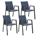 Set 4 Sedie da Giardino 55,5x60x83h cm con Braccioli Odeon Antracite Denim -1