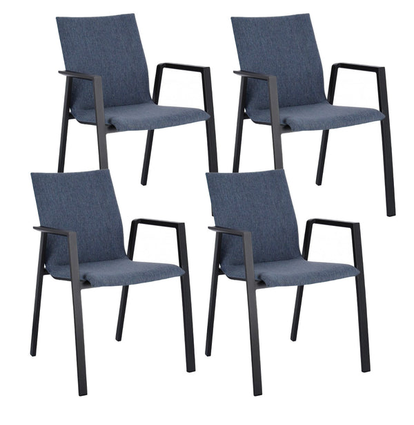 online Set 4 Sedie da Giardino 55,5x60x83h cm con Braccioli Odeon Antracite Denim