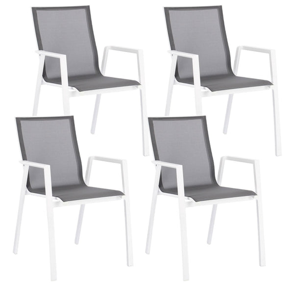 Set 4 Sedie da Giardino 56x61,5x88h cm con Braccioli Krion Bianco sconto