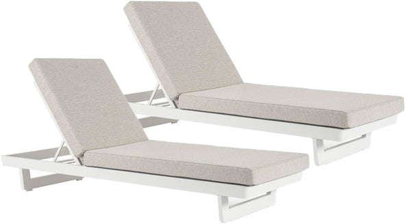 sconto Set 2 Lettini Prendisole da Giardino Singolo 72x195x95h cm con Cuscini Infinity Bianco