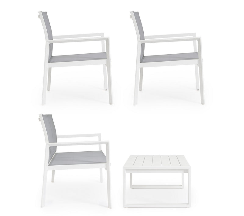 Set Tavolo e 3 Sedie da Giardino in Alluminio Kallen Bianco-8